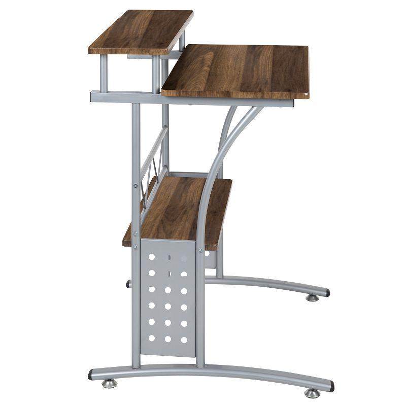 Flash Furniture Clifton Rustic Walnut Computer Desk with Top and Lower Storage Shelves