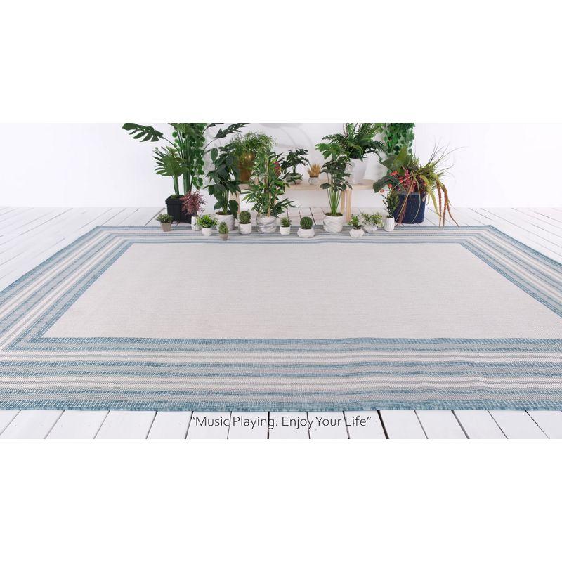 Layla Terracotta/Ivory Striped Synthetic Indoor/Outdoor Rug