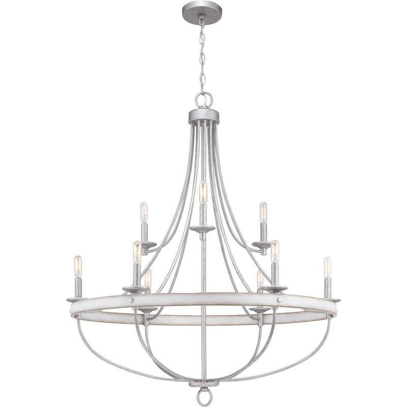 Progress Lighting Gulliver 9-Light Chandelier, Graphite, Wood Grained Texture Shade