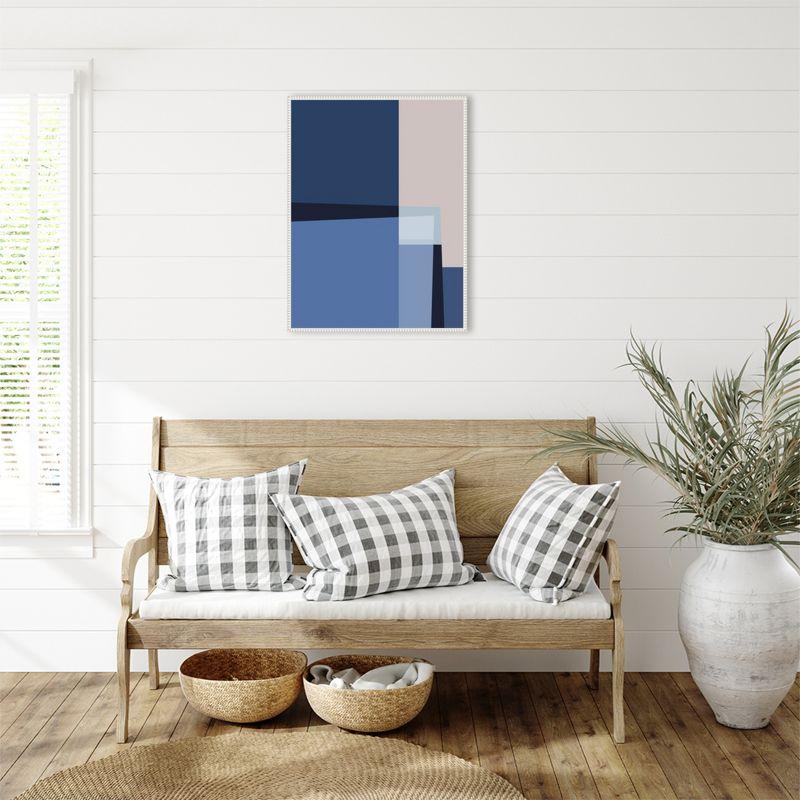 Amanti Art Blue Lines 2 by Alyson Storms Framed Canvas Wall Art