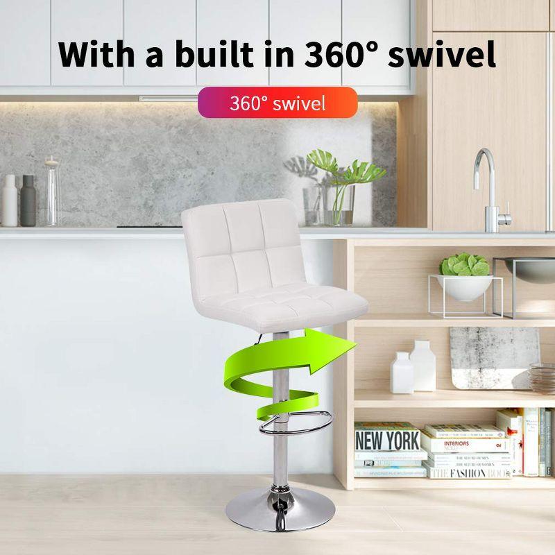 Bar Stools 1 Set Of 2, Counter Height Bar Stools, Square Cushion Bar Stools With Back, Footstool, Cafe, 2 Pieces