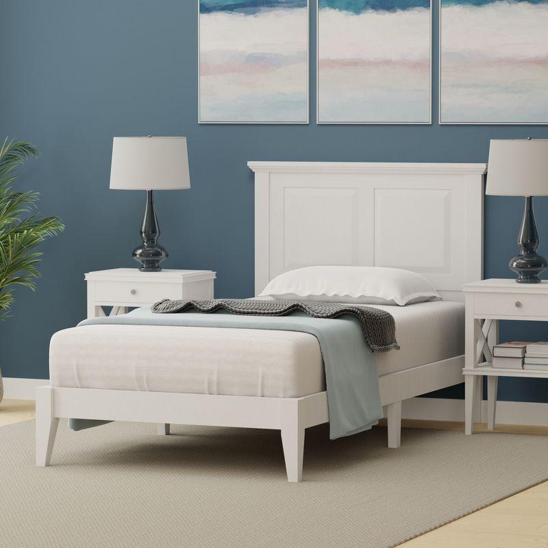 Glenwillow Twin Cottage Chic Solid Wood Platform Bed in Gloss White