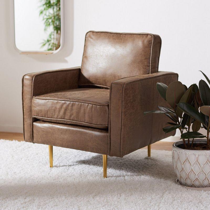Paityn Accent Chair - ACH2000 - Brown/Gold - Safavieh