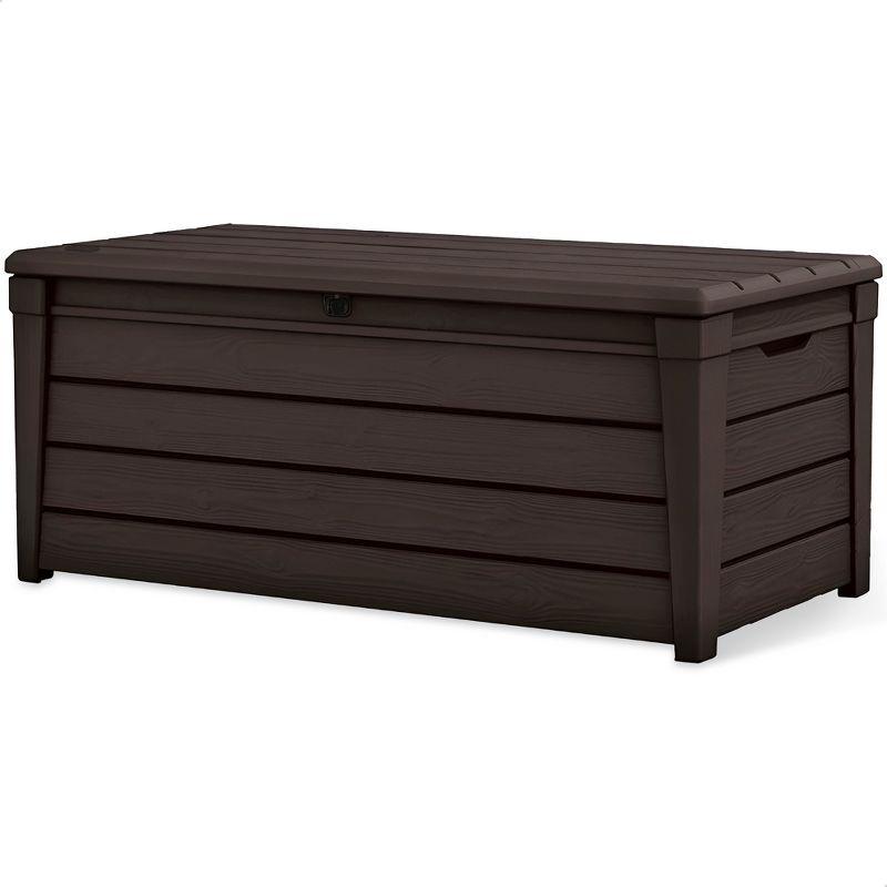Keter Keter Brightwood 120 Gallon Large Durable Outdoor Storage and Weather Resistant Resin Deck Box