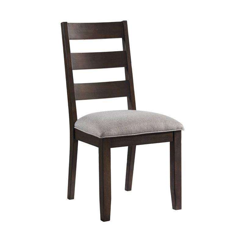 Beacon Transitional Upholstered Ladderback Side Chair in Black/Walnut