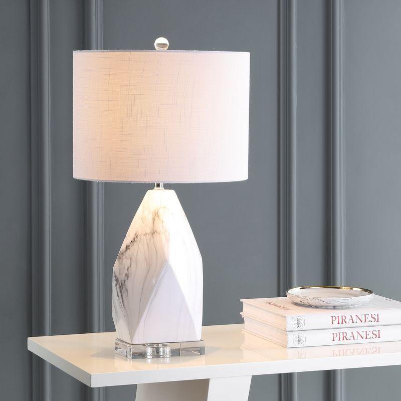 Oslo 25.5" White Ceramic Marble Crystal LED Table Lamp