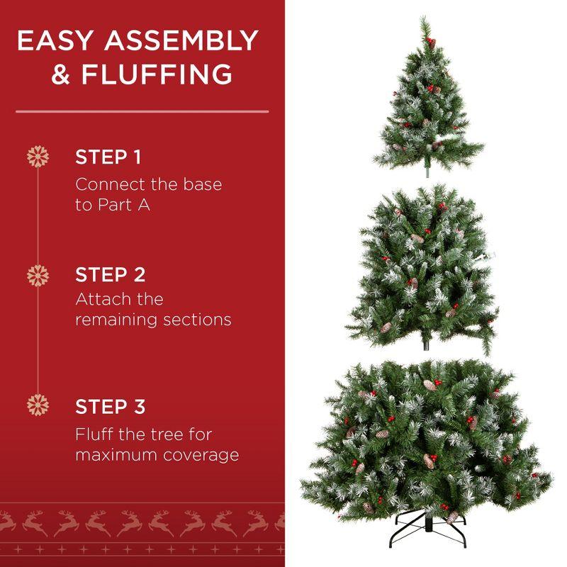 Best Choice Products Pre-Lit Pre-Decorated Holiday Christmas Tree w/ Flocked Tips, Lights, Base