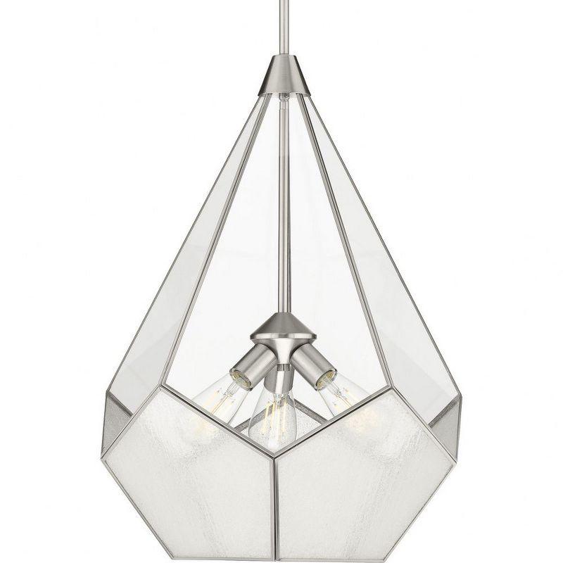 Progress Lighting Cinq 3-Light Pendant Brushed Nickel Geometric Glass Shade Collection