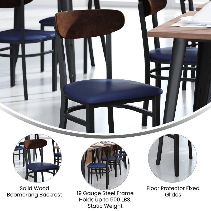 Flash Furniture Wright Commercial Grade Dining Chair with 500 LB. Capacity Steel Frame, Solid Wood Seat, and Boomerang Back