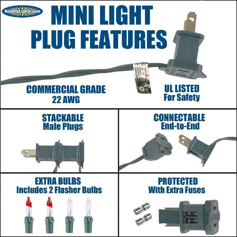 Novelty Lights 11 Feet 50 Bulbs Incandescent Mini Lights, Green on Green Wire with 2.5" Spacing, UL Listed for Indoor/Outdoor Use, Connectable