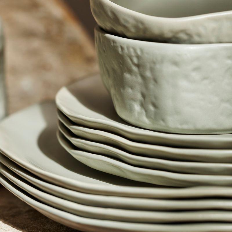 Sage-Grey Ceramic 32-Piece Organic Dinnerware Set