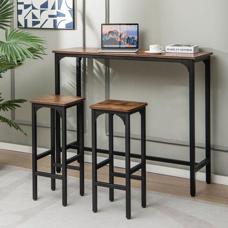 Tangkula Set of 2 Industrial Bar Stools 28" Kitchen Breakfast Bar Chairs Rustic Brown