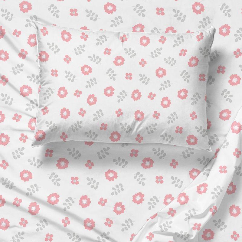 Pink Floral Organic Cotton Full Sheet Set