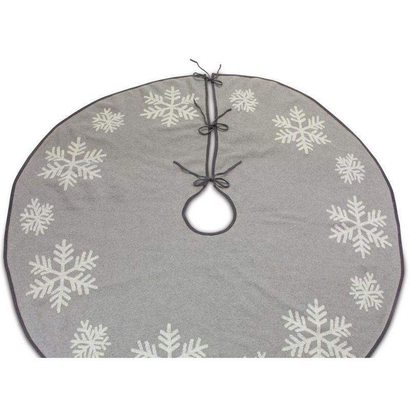 Grey and White Cotton Snowflake Tree Skirt 48"