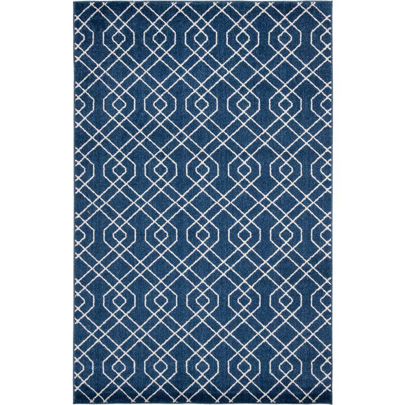 Amherst AMT407 Power Loomed Area Rug - Navy/Beige - 5'3"x8' - Safavieh.