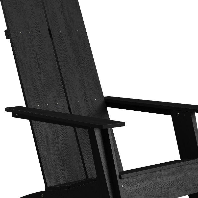 Merrick Lane Modern 2 Slat Back All-Weather Poly Resin Wood Adirondack Chair in Black