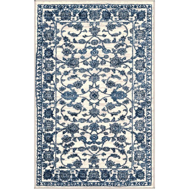 Unique Loom Boston Collection Area Rug - Floral (3' 3" x 5' 3" Rectangle White Blue/Gray)