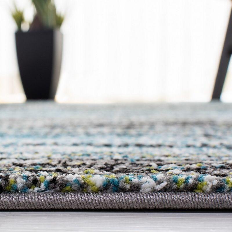 Charcoal and Blue Rectangular Synthetic Area Rug