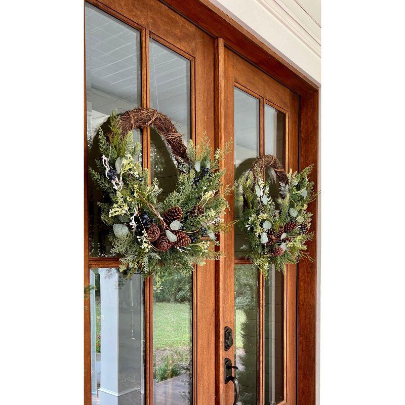 Nearly Natural 30” Pine and Pinecone Artificial Christmas Wreath on Twig Ring