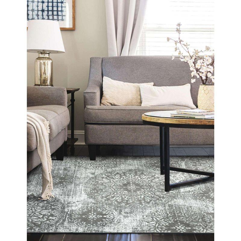 Reversible Easy Care Synthetic Area Rug in Gray and Blue