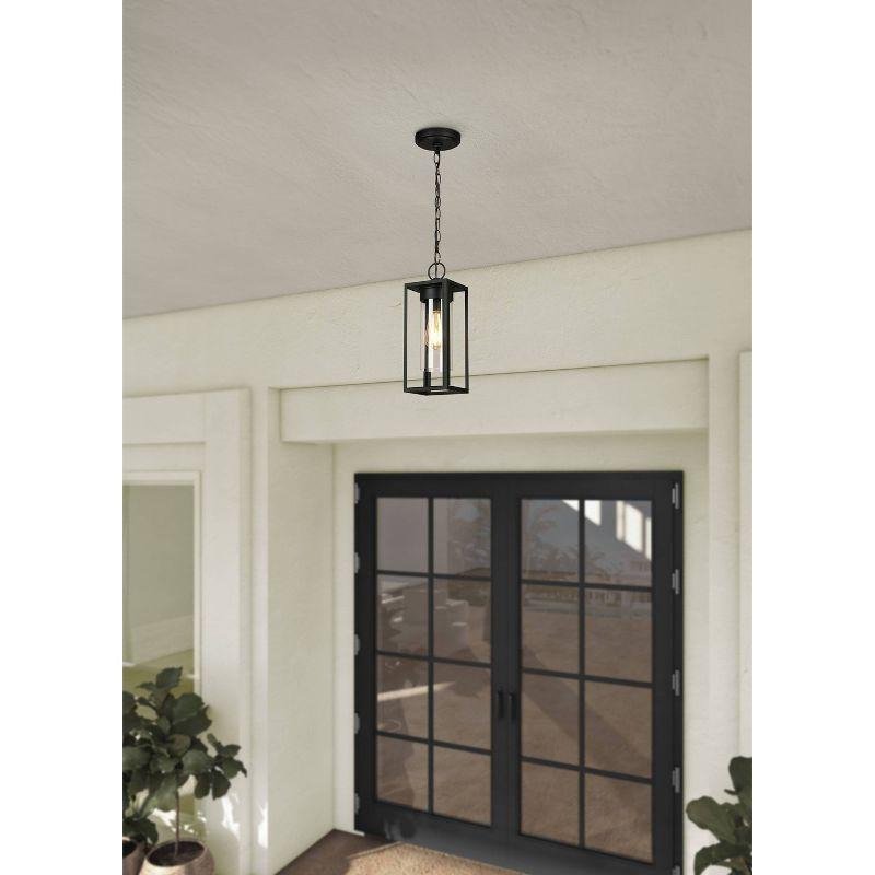 4" Walker Hill Outdoor Clear Glass Pendant Matte Black - EGLO: Foyer Lighting, Adjustable Height, E26 Socket