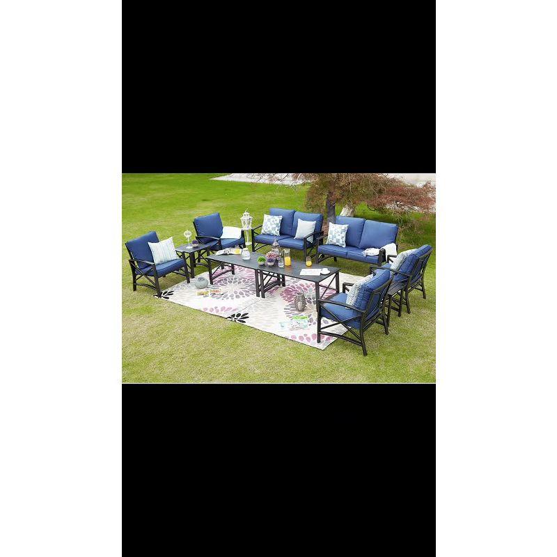 10pc Conversation Patio Set Blue - Patio Festival: Outdoor Seating with Cushions & Steel Frame