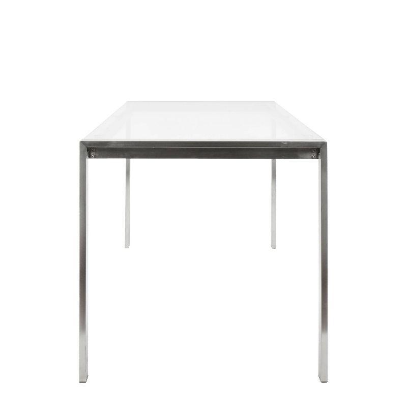 LumiSource Fuji 47" Modern Dining Table Stainless Steel/Clear Glass: Sleek 4-Seater, Rectangular Top, Kitchen Furniture