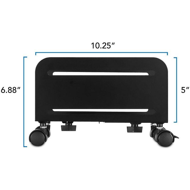 Mount-It! Rolling CPU Stand with Wheels | Heavy Duty Desktop Computer Tower Cart with Ventilation and Adjustable Width from 4.87 to 8.5 Inches | Steel