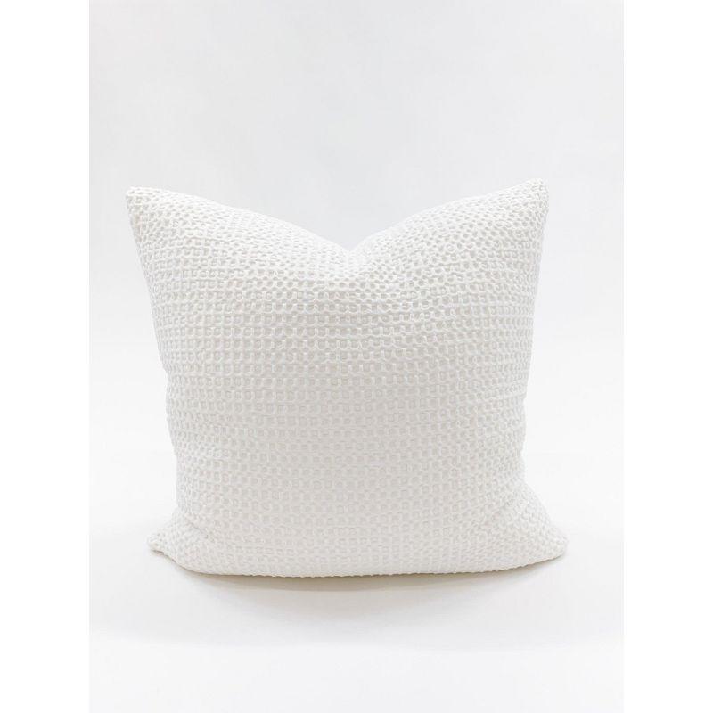 Cool Cotton White Waffle Weave Pillow 20x20 24x24 / Down / White
