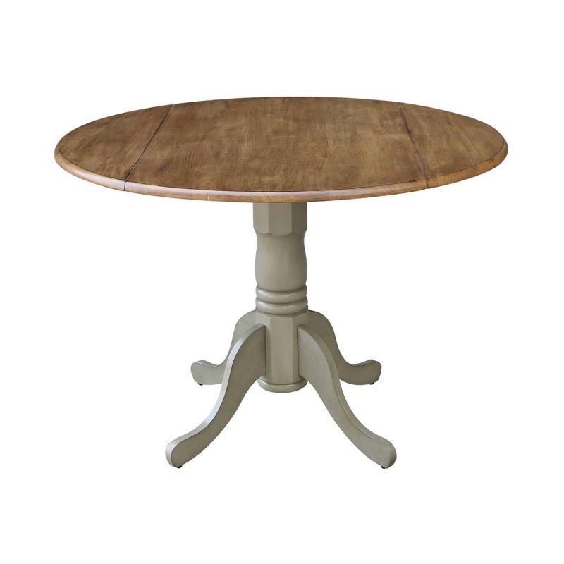 Casual Round Wood Extendable Dining Table in Distressed Hickory