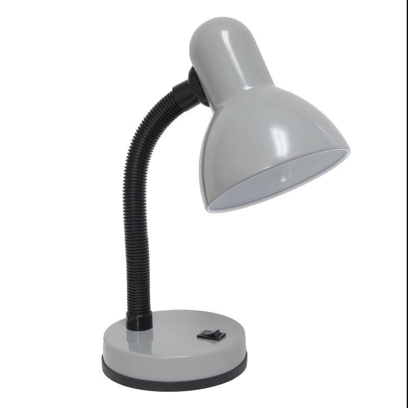 Basic Metal Desk Lamp with Flexible Hose Neck Silver - Simple Designs: ETL Listed, Adjustable, No Assembly Required
