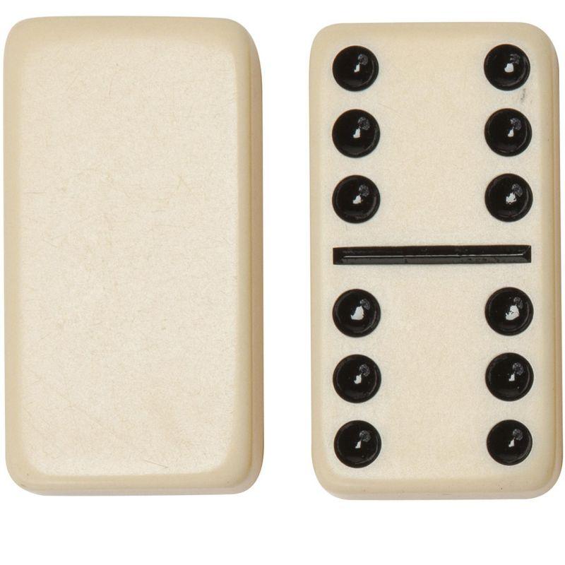 WE Games Double 6 Dominoes - Ivory with Black Vinyl Case