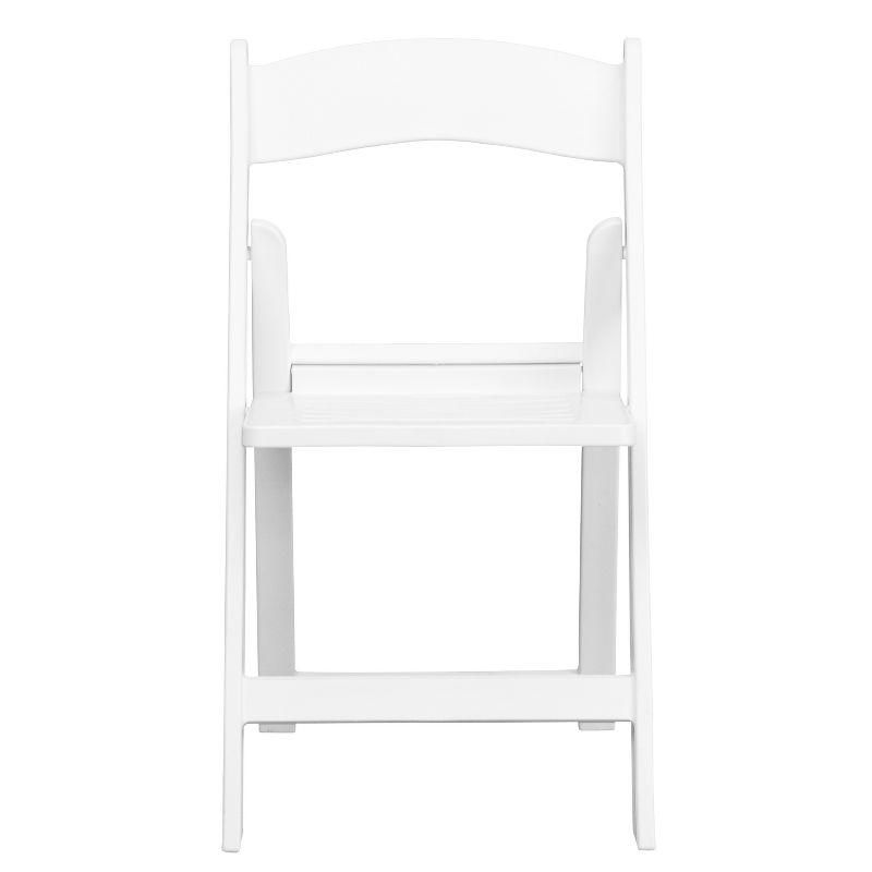 Emma and Oliver 2 Pack White Resin Slatted Party & Rental Folding Chair Indoor Outdoor