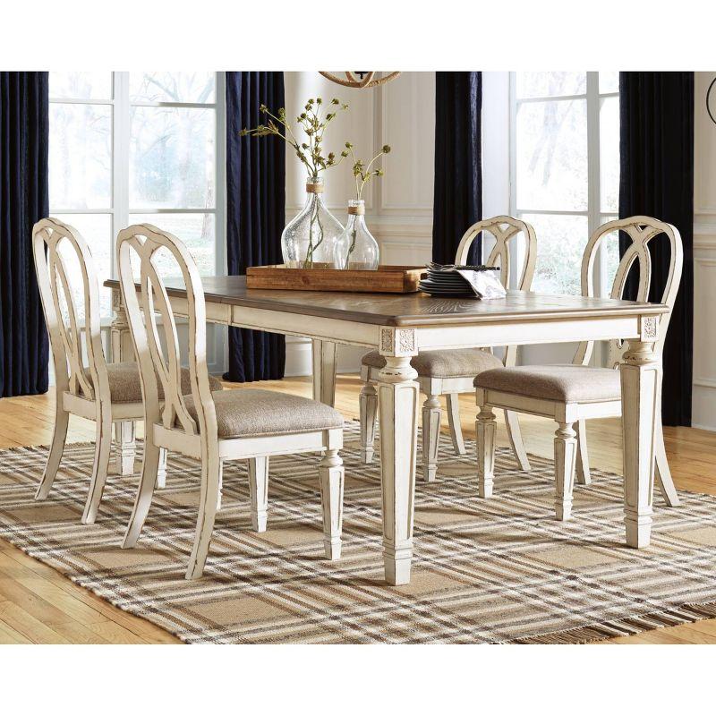 Chipped White & Distressed Wood Extendable Dining Table