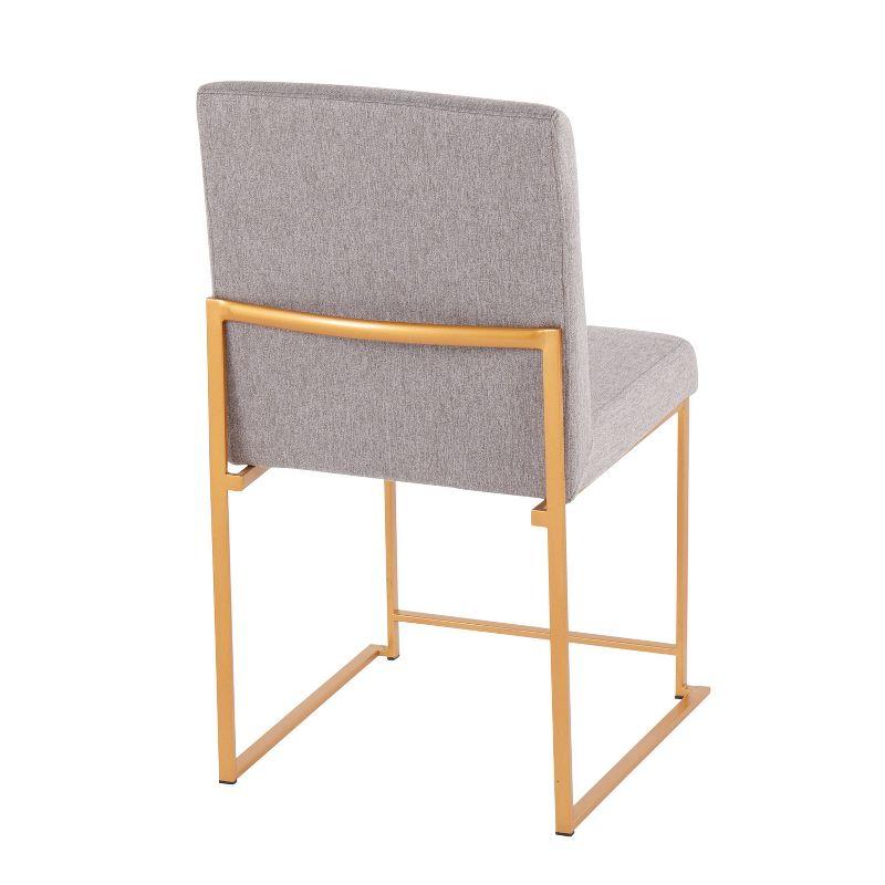 Set of 2 Highback Fuji Dining Chairs: Upholstered, Gold Frame, Light Gray - LumiSource