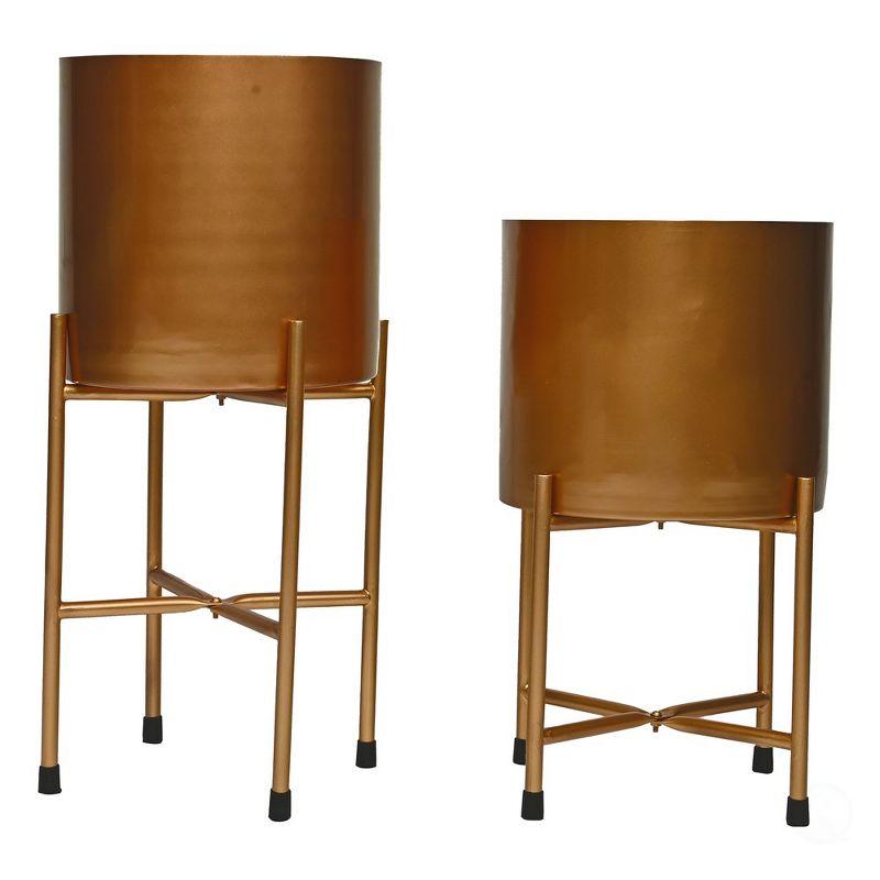 CosmoLiving by Cosmopolitan 2 - Piece Metal Dome Indoor Outdoor Planter with Removable Stand Set