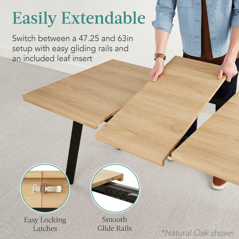 George Oliver Joglar 47 to 63in Modern Extendable Dining Table for 2-6 People w/ Leaf Extension, 2 Locks