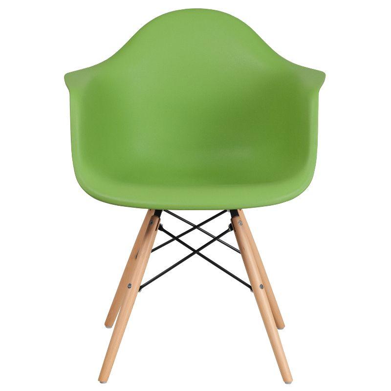 Flash Furniture Alonza Series Plastic Chair with Arms and Wooden Legs