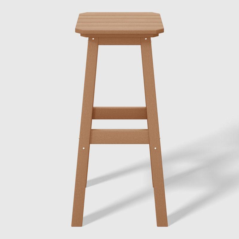 WestinTrends Malibu 29" All Weather Hdpe Outdoor Patio Square Backless Bar Stool (Set of 3), Teak