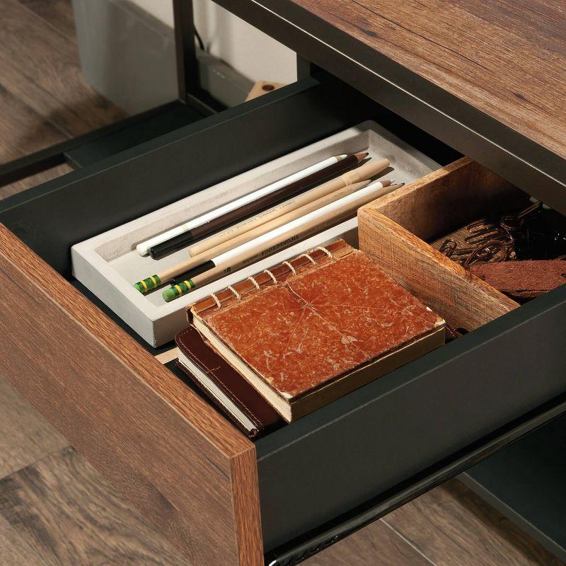 Black and Oak Wood Writing Desk with Drawer and Shelf