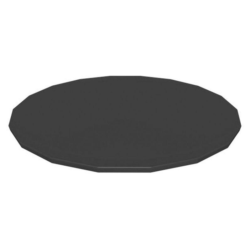 Bestway Flowclear PVC Round 18 Foot Pool Cover for Above Ground Frame Pools with Drain Holes and Secure Tie-Down Ropes, Black (Cover Only)