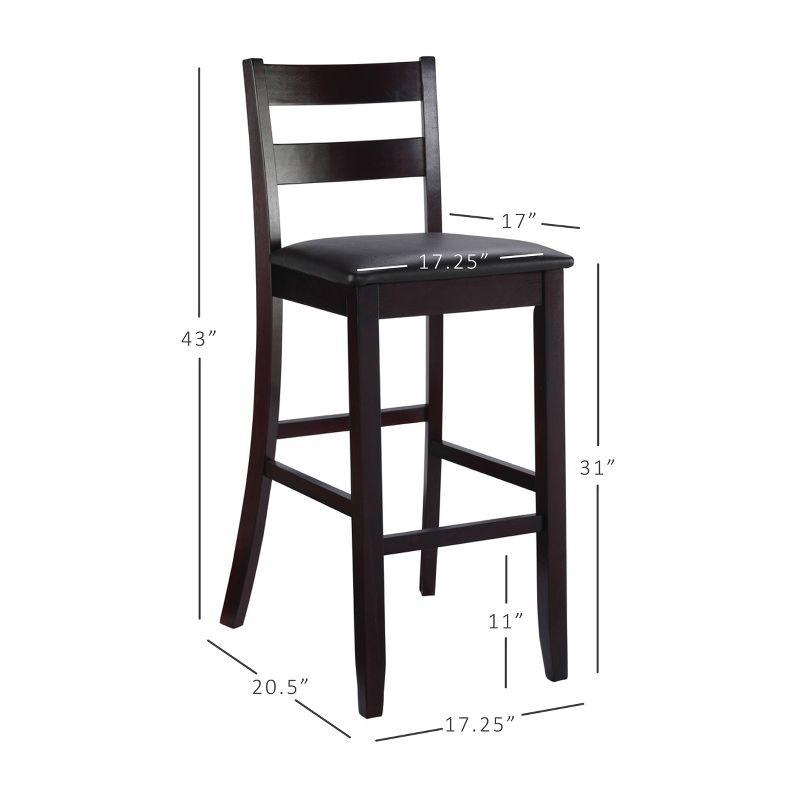 29" Triena Soho Padded Seat Faux Leather Barstool Hardwood/Brown - Linon: Upholstered, 31" High