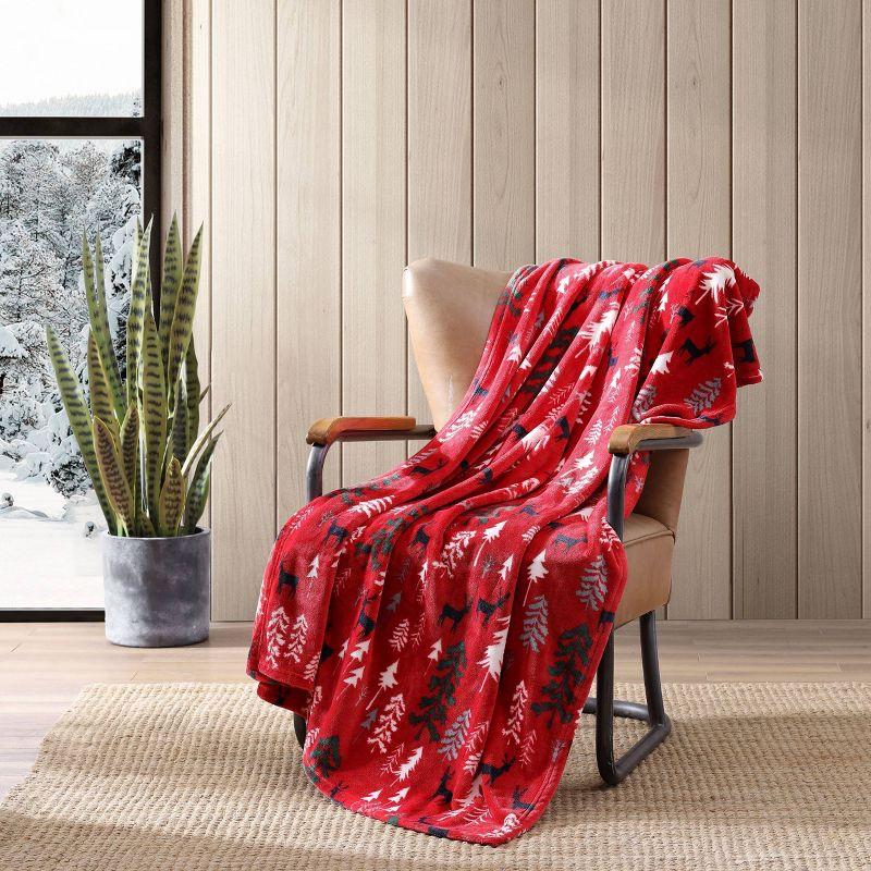 50"x60" Dear Woods Reversible Throw Blanket Red - Eddie Bauer