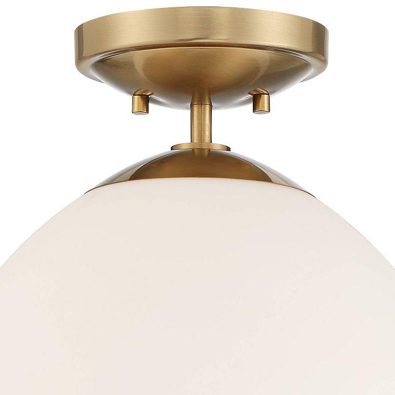 16'' Warm Brass Opal Glass Modern Semi-Flushmount Ceiling Light