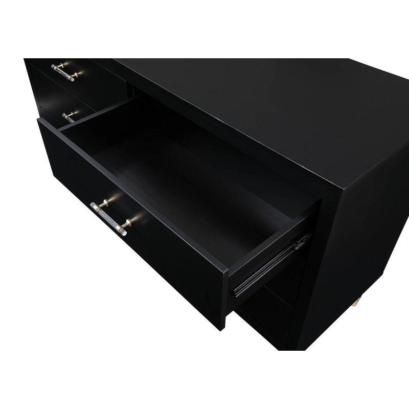 Stanton Black 64" Glam 6-Drawer Dresser with Gold Accents