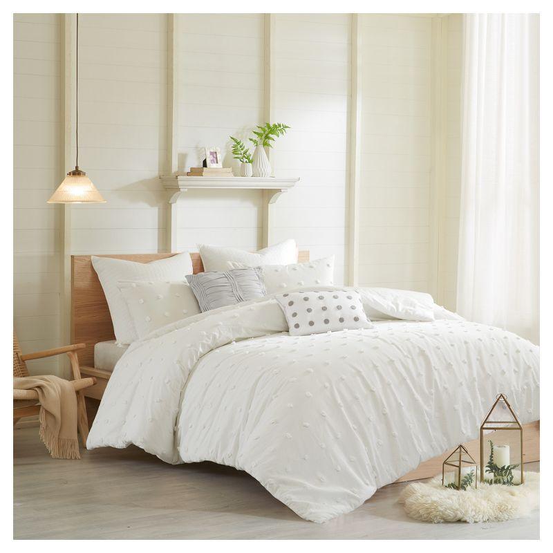 Intelligent Design Brooklyn Cotton Jacquard Comforter Set with Euro Shams and Throw Pillows