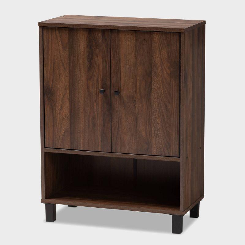 Walnut Brown 2-Door Wood Entryway Shoe Storage Cabinet