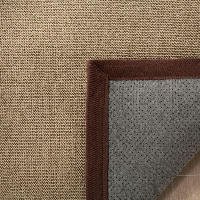 Sage and Brown Sisal Area Rug with Border, 5' x 8'