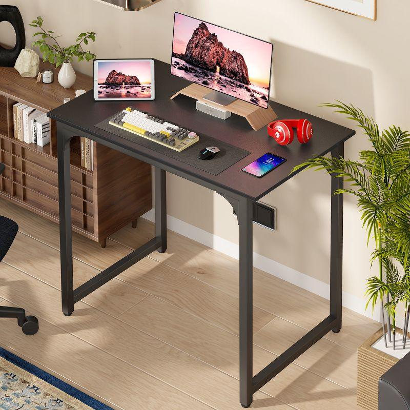 FDW Computer Desk 32 inch Length Study Writing Table Adjustable feet for Home Office, Black