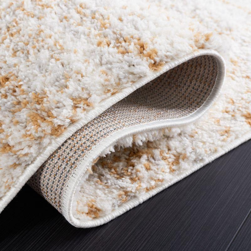 Ivory & Light Gold Synthetic 8' x 10' Low Pile Shag Rug